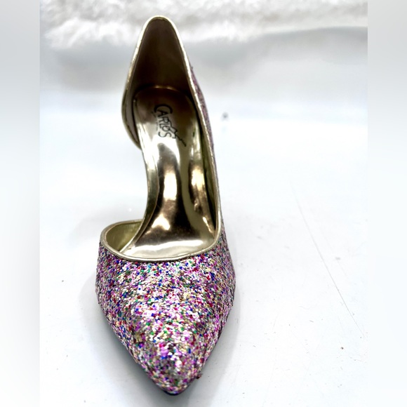 Carlos Santana Allover Glitter Stiletto Pointy Toe Heels - Picture 13 of 13